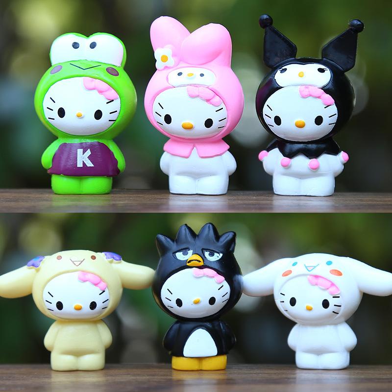 Новый набор из 6 шт. Аниме Sanrio Фигурки Действия Игрушки Милые Куроми Ми Милоди Синнаморол Фигурки Куклы Дети Подарок на Рождество