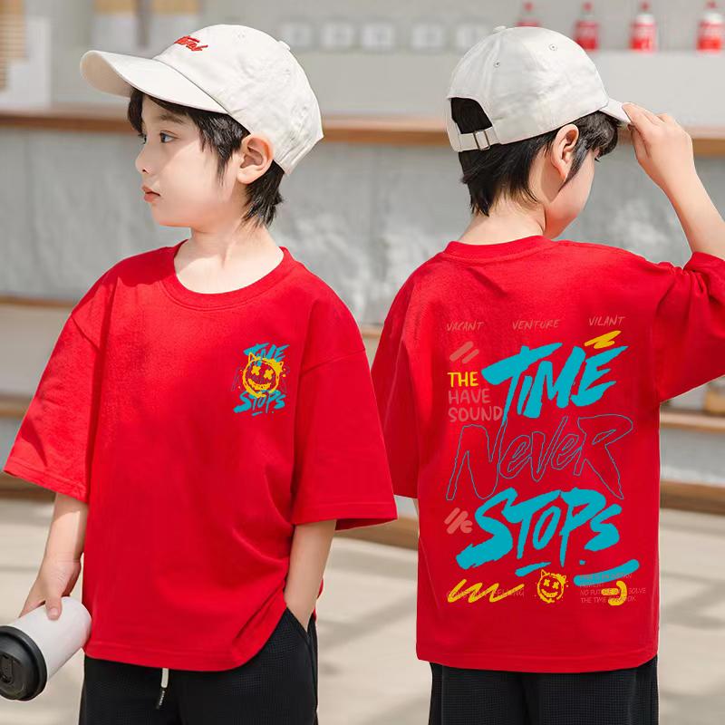 Children's Clothing Boy Hip-hop Pattern T-shirt Summer Loose Short Sleeved Top T-shirt Children's Clothing