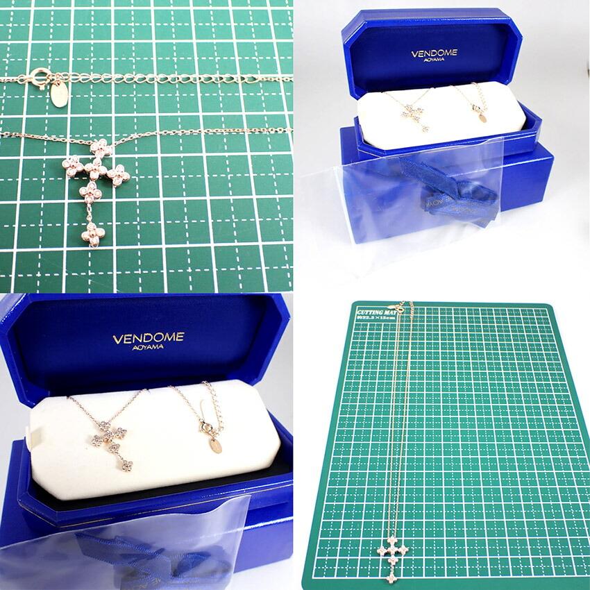[Pre-owned] VENDOME K18PG Diamond Cross Pendant / j66-6