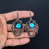 Sleeping Beauty Turquoise Earrings, 999 Copper Wire Wrapped Gemstone Jewelry, Handmade Earrings, For Thanksgiving