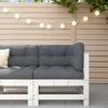 VidaXL Corner Sofa with Cushions, Seat with Backrest, Garden Furniture Terrace Balcony Patio Outdoor, White Pine Wood 825654