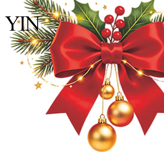 Large Christmas English Lettering Red Bow Window Sticker, Gold Letter Merry Glass Decal, Xmas Decor Waterproof Windows Clings for Home School