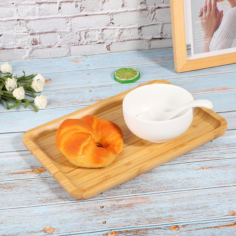 Rectangular Bamboo Serving Tray Food Fruit Cake Storage Plate for Household Kitchen Use