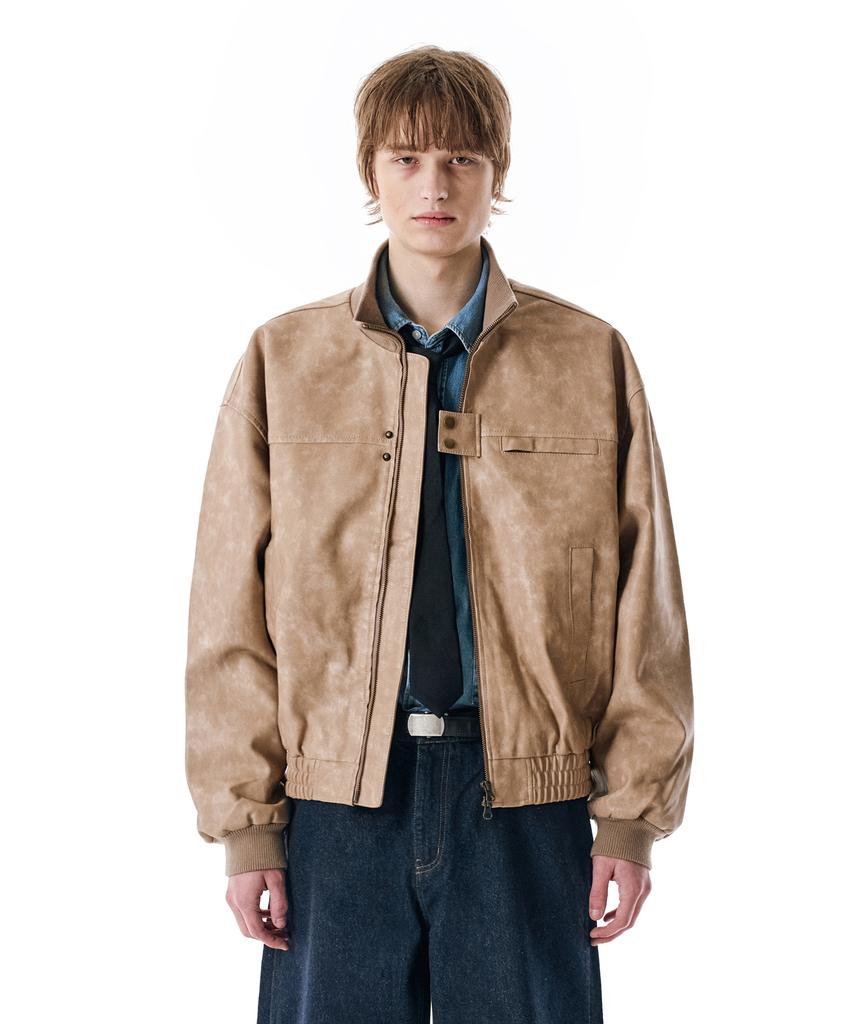 Блузон из стираной искусственной кожи Secondmono [Бежевый]_Sejk024Beige