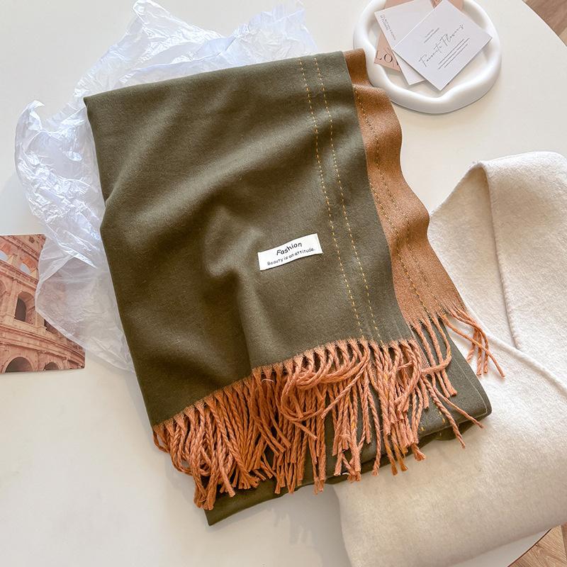 New Winer Warm Cashmere Scarf for Women Fashion Solid Thick Blanket Pashmina Shawl Wrap Female Bufanda Echarpe Foulard