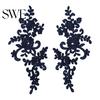 Embroidery Lace Applique 2 Pcs Sewing Flower Fabric Collar Patch Motif Trim for Clothing Wedding Gown Dress Bridal DIY Crafts Daily Wear Tailor Shops