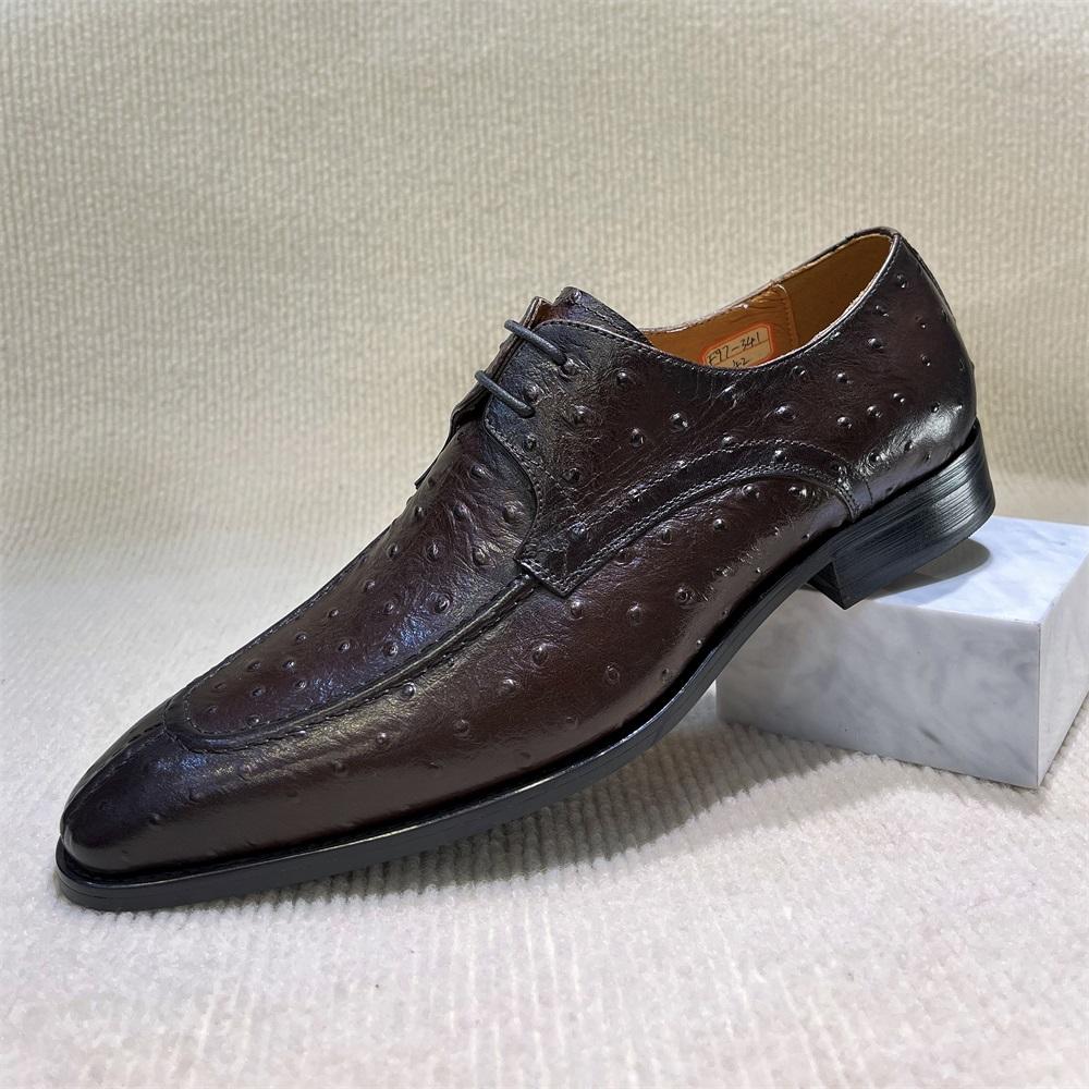 Модная мужская обувь из натуральной кожи для формальных мероприятий, с заостренным носком, на шнуровке, офисные оксфорды для бизнеса, черная, коричневая, банкетная обувь