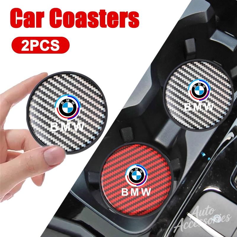 Non-slip Car Water Coaster Cup Carbon Fiber PVC Coaster Mat Accessories For BMW E46 E90 E60 F10 E39 F30 E36 F20 E87 E90 E70 E91
