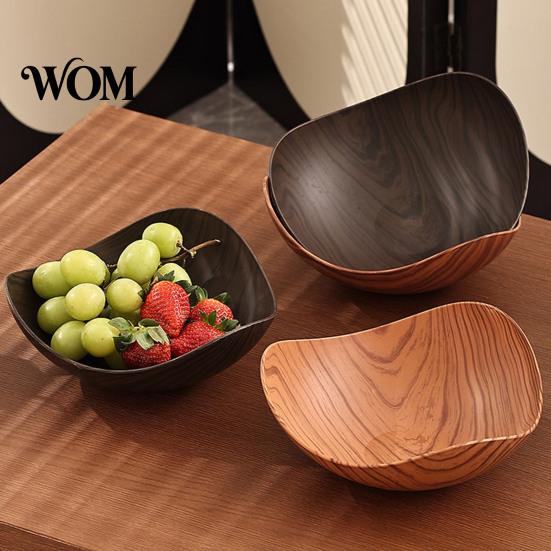 Mold-resistant Serving Dish Vintage Wood Grain Fruit Tray, Food-Grade Snack Candy Plate, Thickened Wear Resistant Nestable Stackable BPA-free