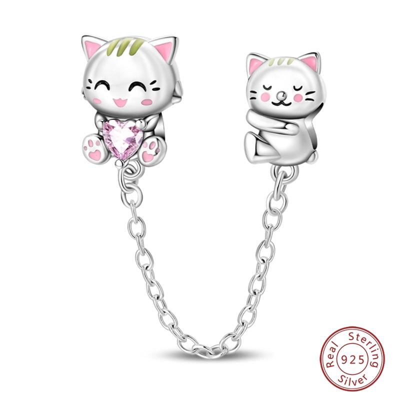 S925 Silver Pumpkin Cat Playing Card Graduation Bear Ring Seahorse 3mm Charms Beads Design DIY Fine Jewelry