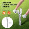 No Dig Ground Anchor, 4 Pack 3.94 x 2.76 x 27.56 in DIY Screw in Post Stake, Includes 6 Lag Bolts & a Rebar, U-Shape Heavy Duty Steel Post Holder,