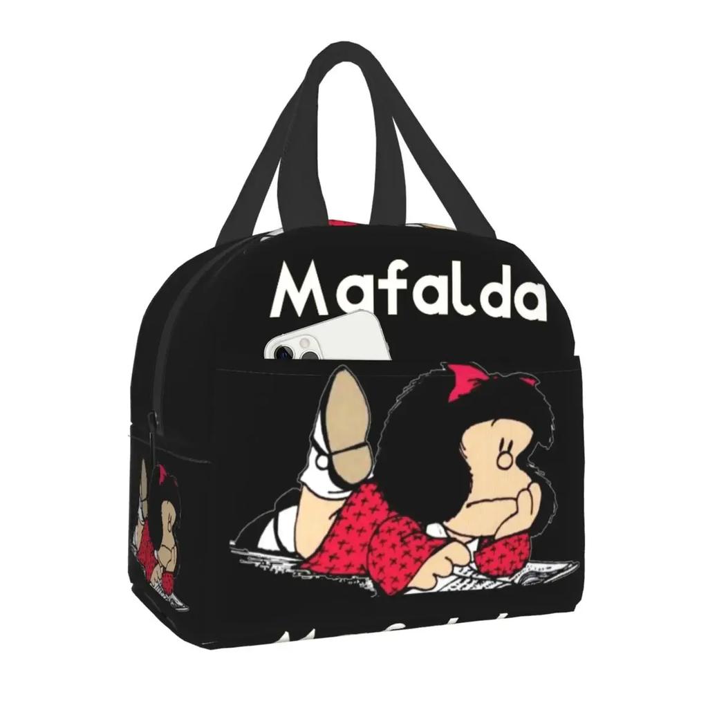 Mafalda Quino Comics Thermal Insulated Lunch Bag Resuable Lunch Box for Women Kids Outdoor Camping Travel Food Storage Bags