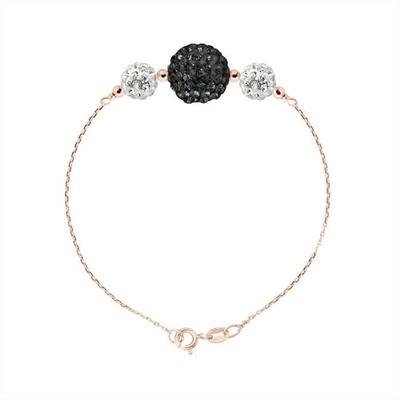 Браслет - LOVA LOLA VAN DER KEEN - 3 шарика - Серебро 925 пробы - Натуральный кристалл - Розовое золото