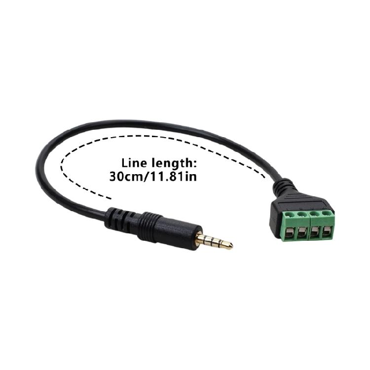 Gold Plateds 3.5mm TRRS Sound Balun Cable 4 Pin Screw Terminals Connectors 30cm Stereo to Mono Adapters