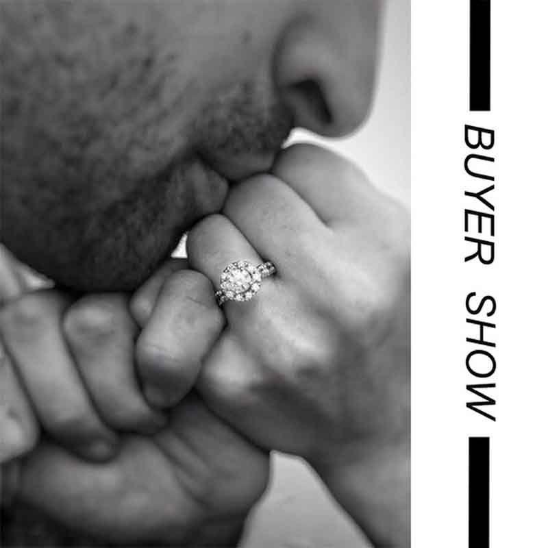 Ослепительное белое роскошное кольцо с полным покрытием из стразов и микро-вставками с серебряным покрытием