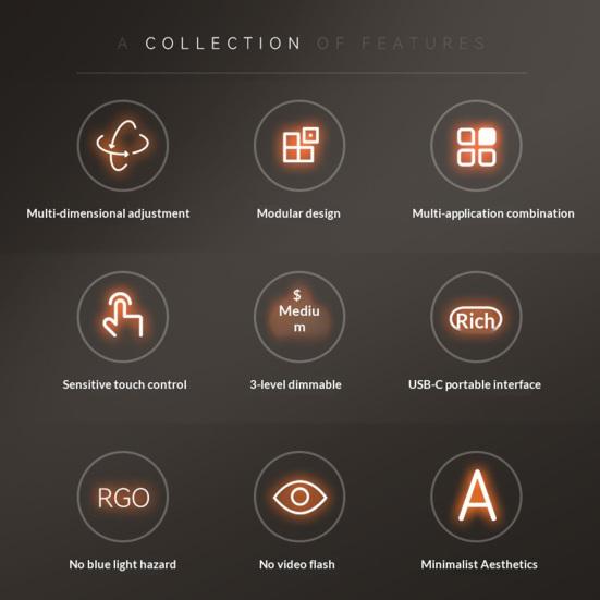 Multifunctional Magnetic Desk Lamp 3-Level Brightness Adjustable USB Rechargeable Home Office Bedroom Bedside Table Reading