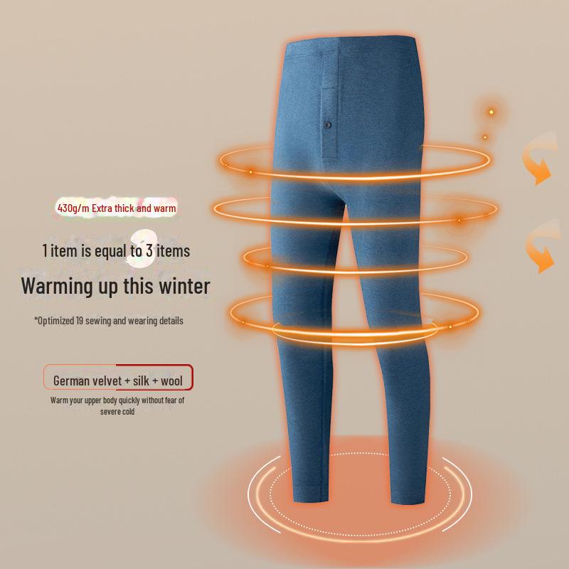 Ультратеплые мужские леггинсы из шелковой шерсти: На бархатной подкладке, плотная и морозостойкая, для осени и зимы