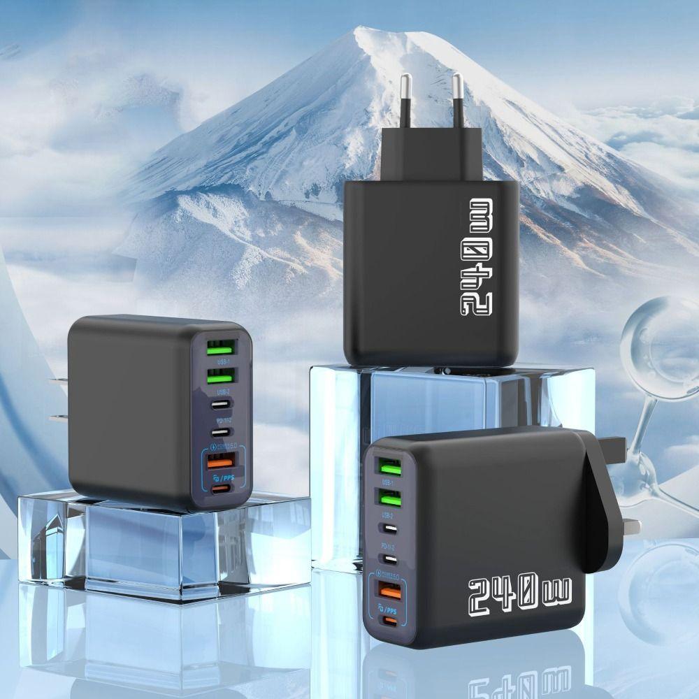 Зарядное устройство 6 портов 240 В Штекер USB A+C Быстрая зарядка Адаптер для зарядки телефона EU/US/UK PD QC3.0 для Huawei/Xiaomi/Samsung