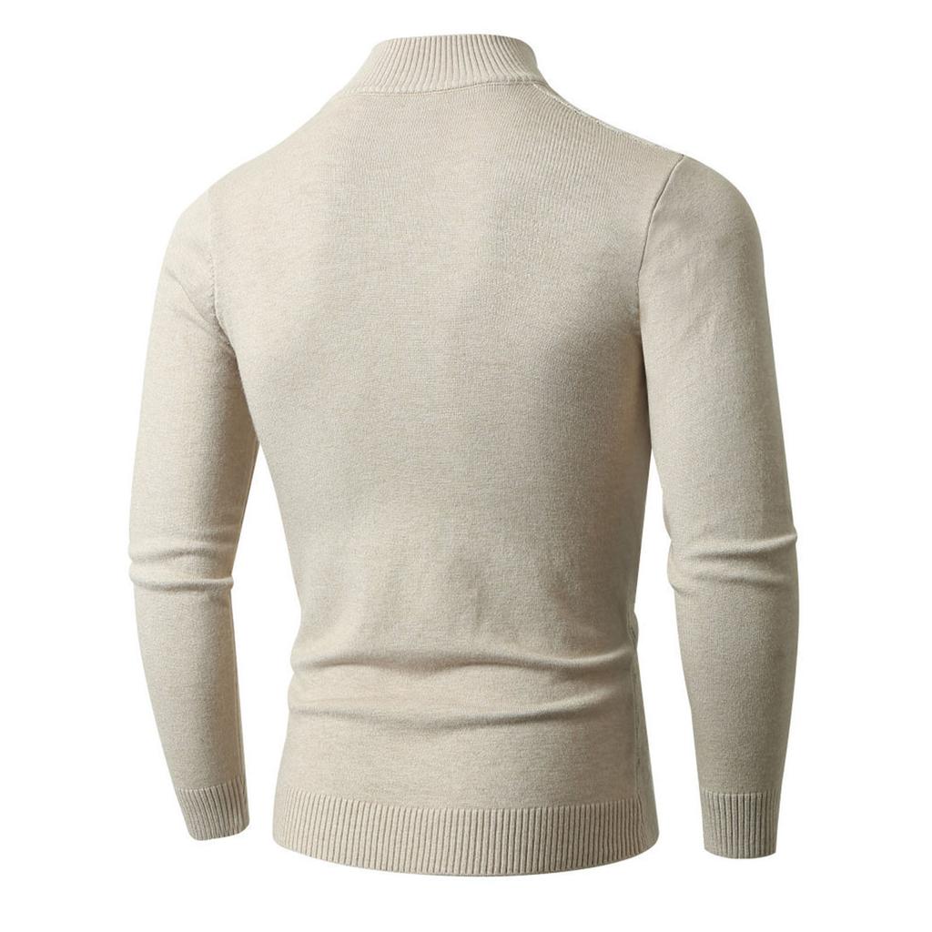 Men  Trend  Leisure  Half Zipper  Standing Collar  Knitted Sweater  Sweater