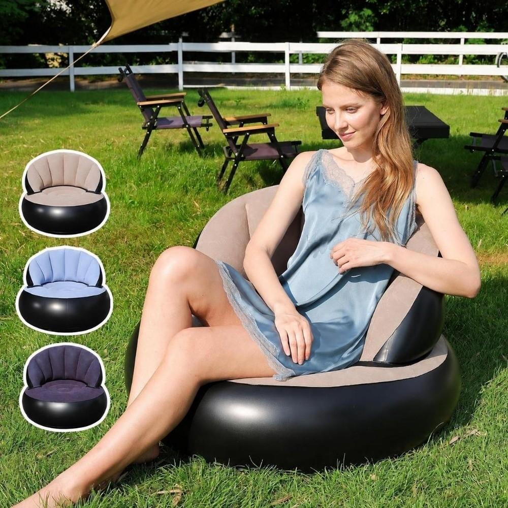 Ergonomic Backrest Inflatable Lazy Sofa Thickened PVC Portable Single Seater Indoor Outdoor Use