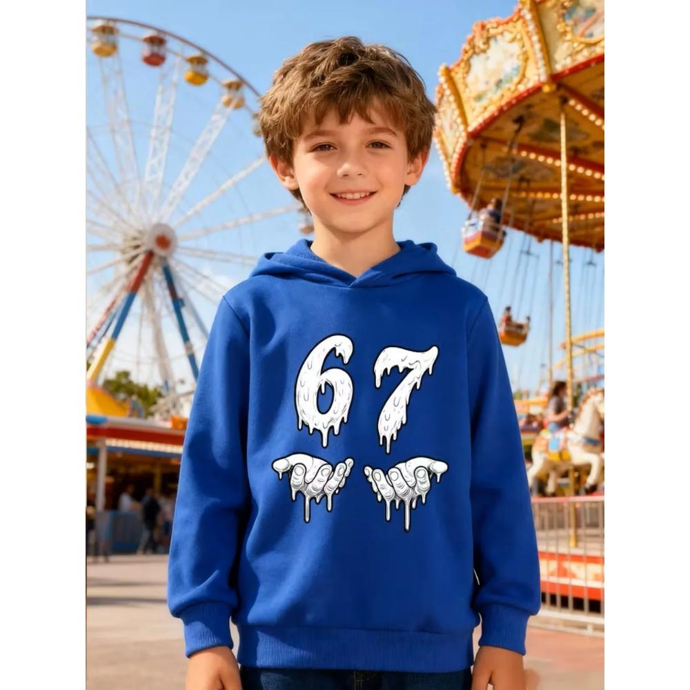 Spring Autumn 67 Six Seven Funny Meme Children's Hoodie Boys Girl Hooded Pullover Hiphop Streetwear Soft Casual Kids Sweatshirt Pullover Top