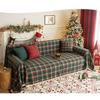 Рождественский чехол Красный Зеленый Плед Чехол на диван Нескользящий Полный чехол Бахрома Ретро Праздничный декор