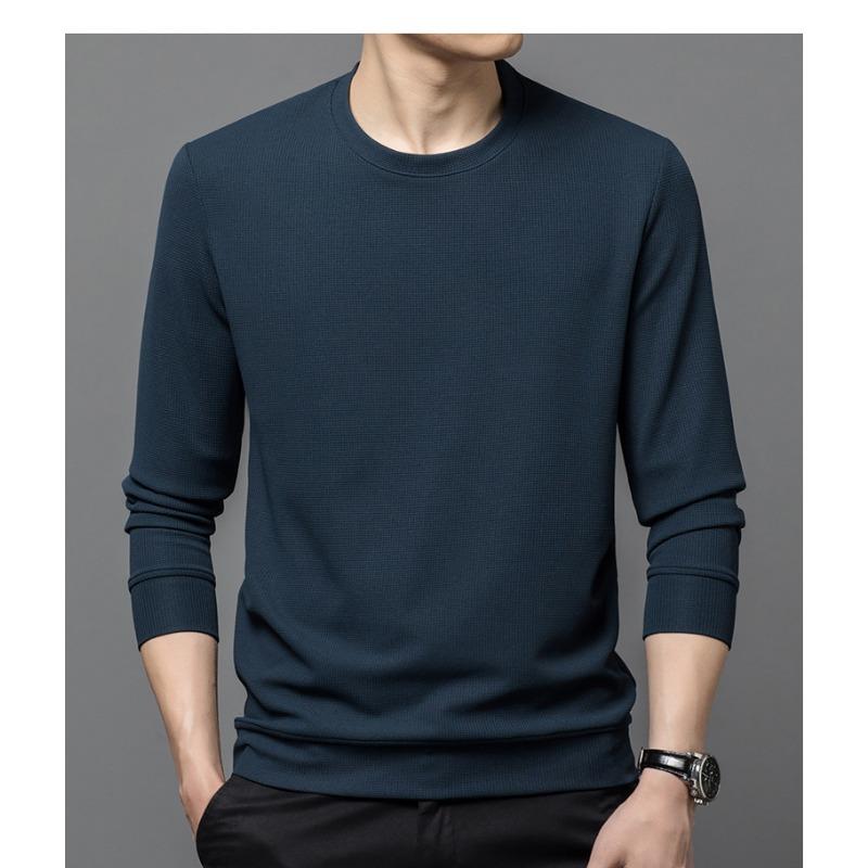 Men S Waffle Knit Crew Neck Long Sleeve T Shirt Casual Base Layer