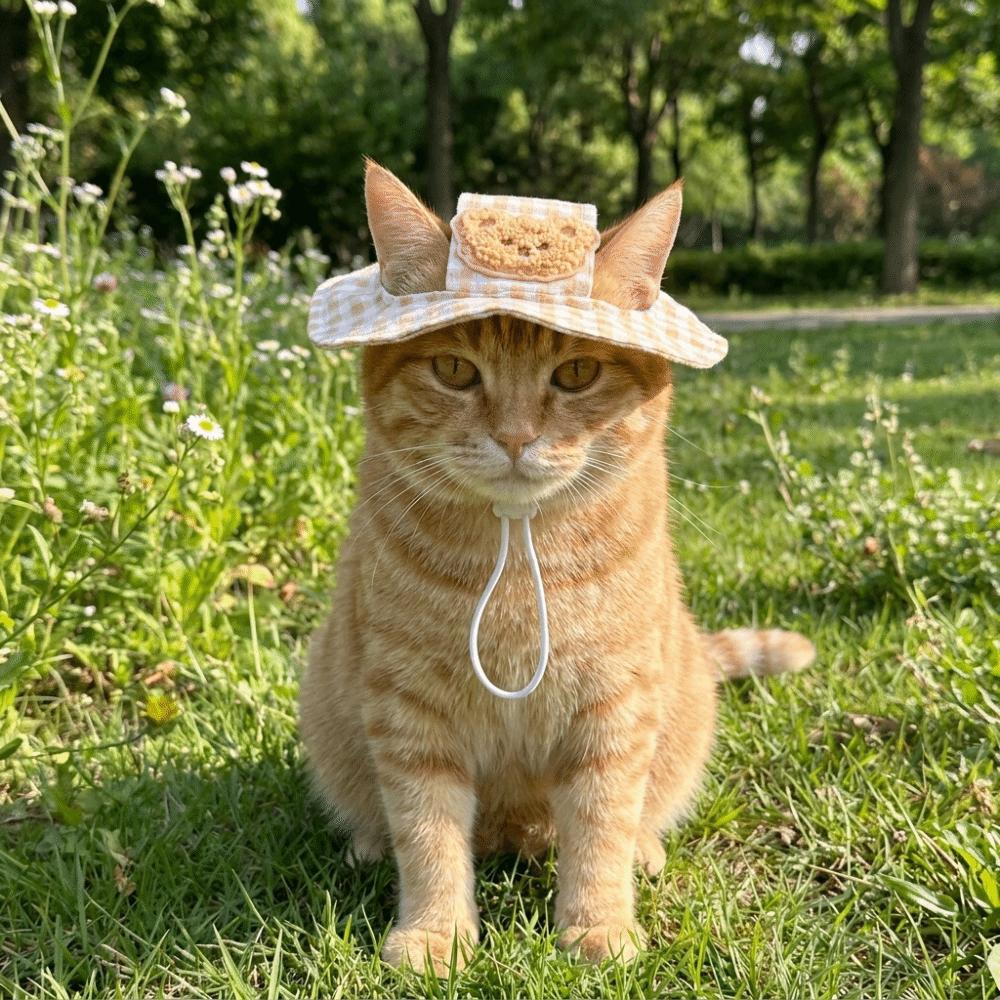 Adjustable Pet Sun Hat Breathable Cat Sunscreen Hat Cute Dog Sunshade Hats Sun Protection