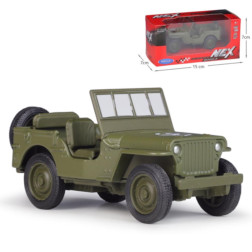 1/36 Willys MB Jeep Игрушечная Модель Автомобиля Welly Литой Металл Миниатюра С Pull-back Коллекция Военных Машин Подарок для Детей Мальчиков Ребенка