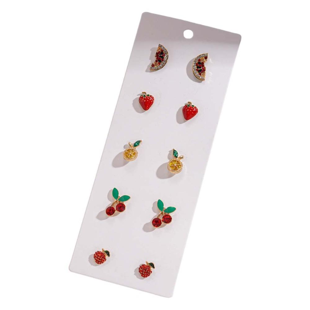 Strawberry Lemon Mini Cherry Earrings Orange Cherry Small Fruits Ear Stud Jewelry Gift