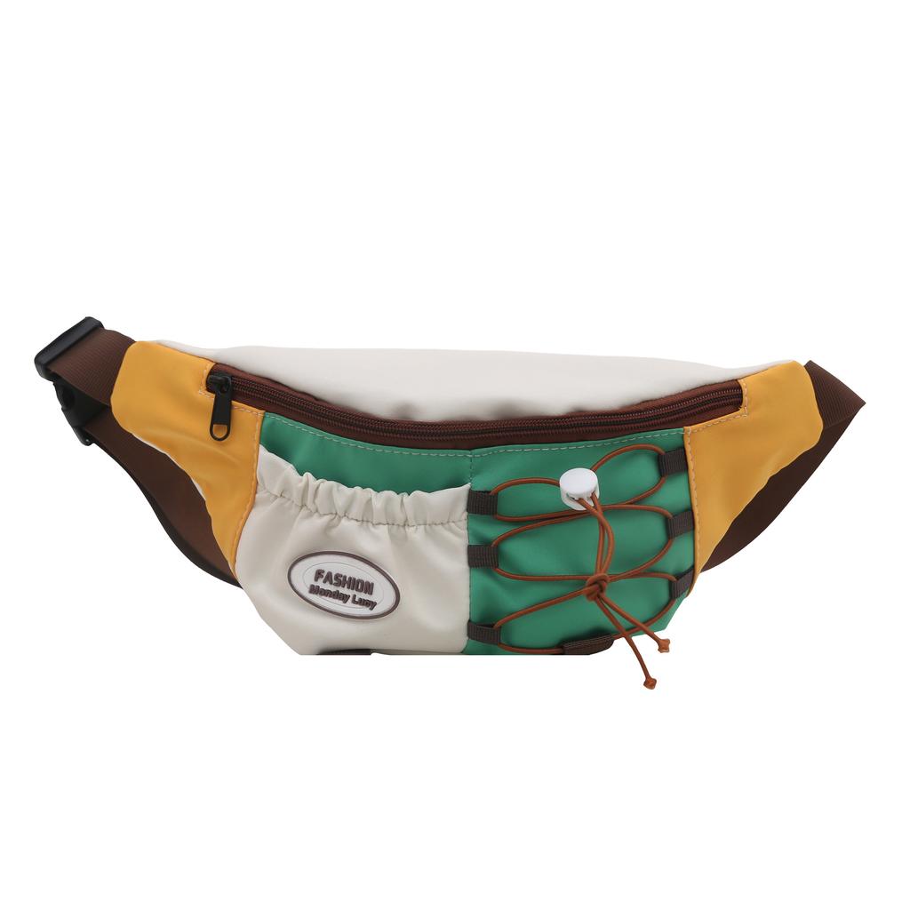 Милая модная нагрудная сумка с цветными блоками, сумка кроссбоди на шнурке нишевого дизайна, универсальная спортивная поясная сумка для девочек