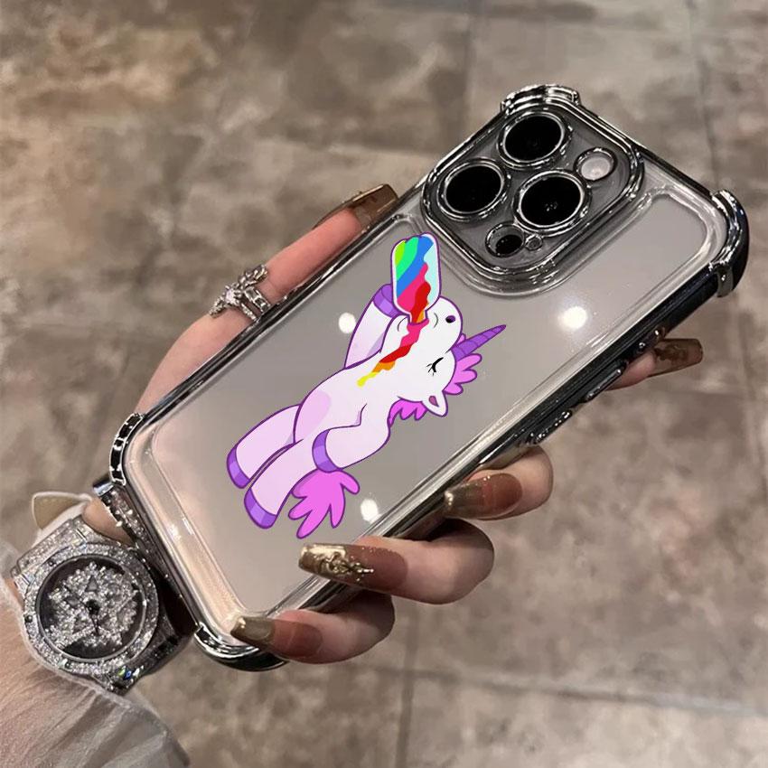 Unicorn with Rainbow Pee Cases For Samsung Galaxy A56 A55 A54 A52 A53 5G A36 A34 A35 A50 A73 A26 A25 A16 A06 Clear Phone Cover