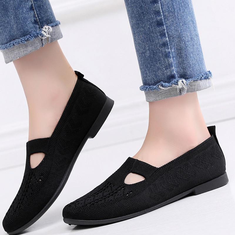 Старые пекинские тканевые туфли для матерей модные новые трендовые туфли-одиночки повседневные дышащие плетеные туфли с плоской подошвой на одной педали