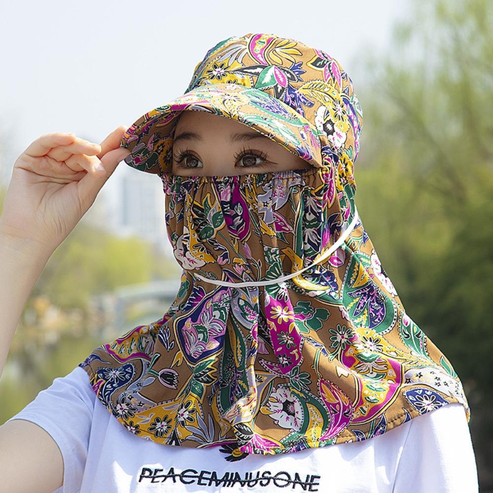 Anti-UV Tea Picking Cap Wide Brim Sunscreen Hat Casual Women's Ponytail Hat Outdoor