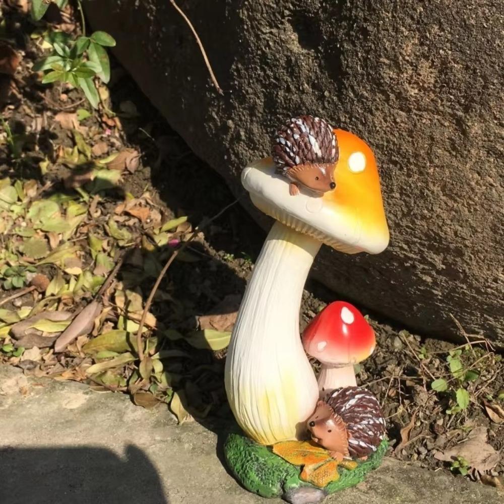 Simulation Pastoral Hedgehog Mushroom Ornaments Crafts Villa Courtyard Figurines Decoration