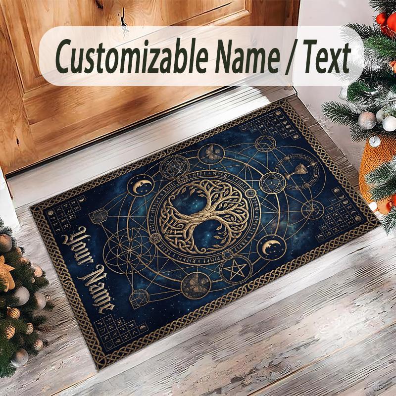 Witchcraft Theme Crystal Velvet Rug Personalized Custom Name Text Soft Floor Mat Home Decor