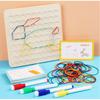 Creative Thinking Geometric Board Set with Pattern Cards Rubber Bands Educational Wooden Stacking Sorting Toy Math