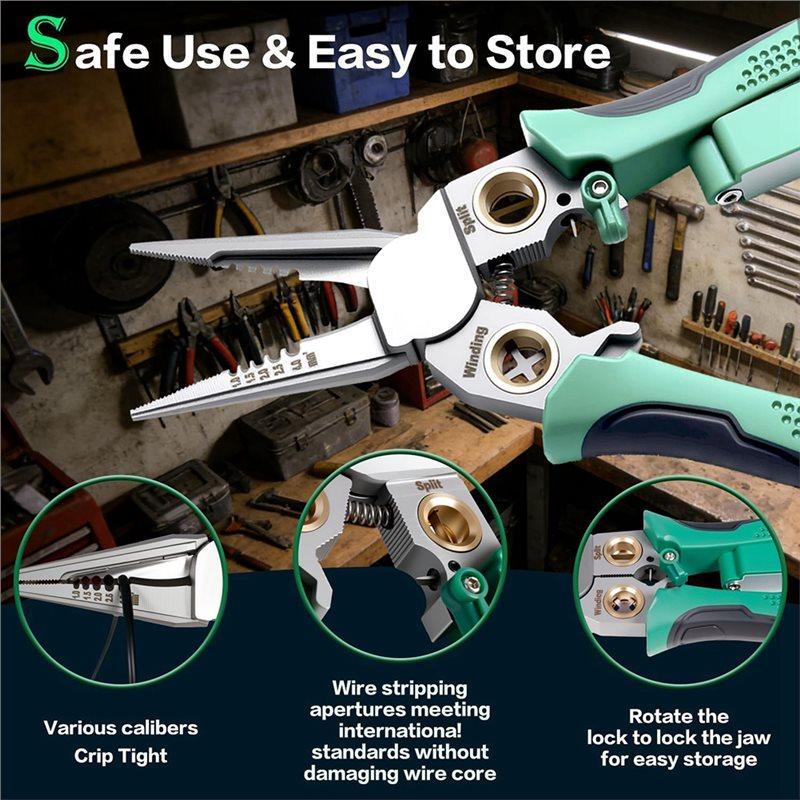 ABBP-Wire Crimper Stripper With Voltage Detector & Dual Alarms, Heavy Duty 12-250V Tester For Electrician, HVAC & Car Repair