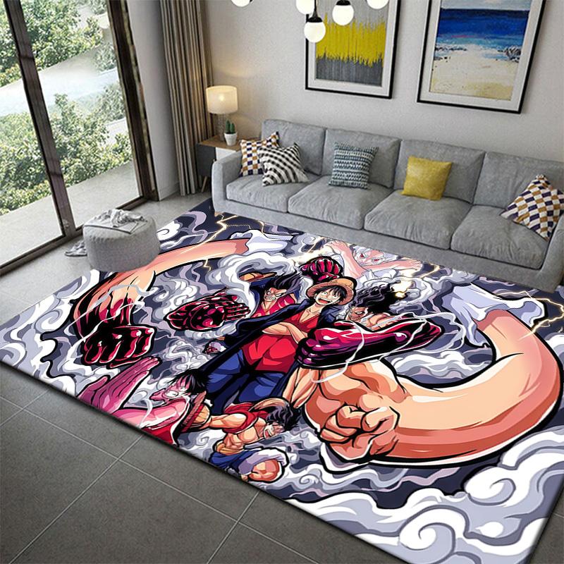 One Piece Modern Anime Theme Rug Soft Washable Cozy Bedroom Floor Mat