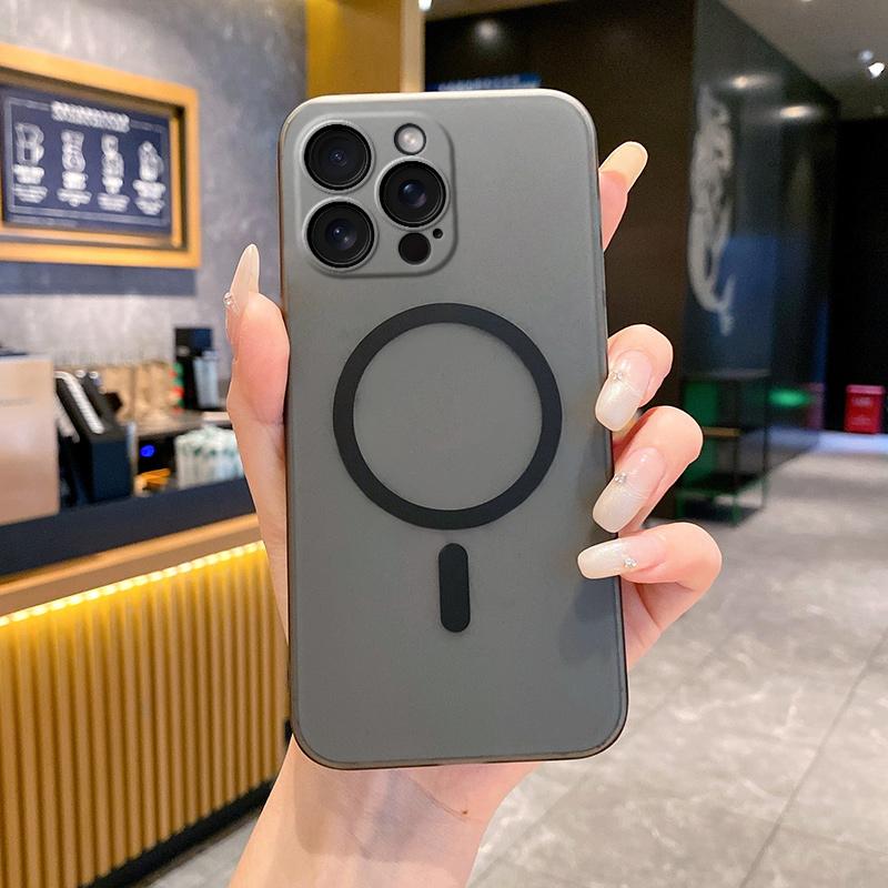 Однотонный матовый прозрачный магнитный чехол для iPhone 16 Pro Max 15 Pro 14 Plus 13 12 11 PC защитный чехол для линзы телефона
