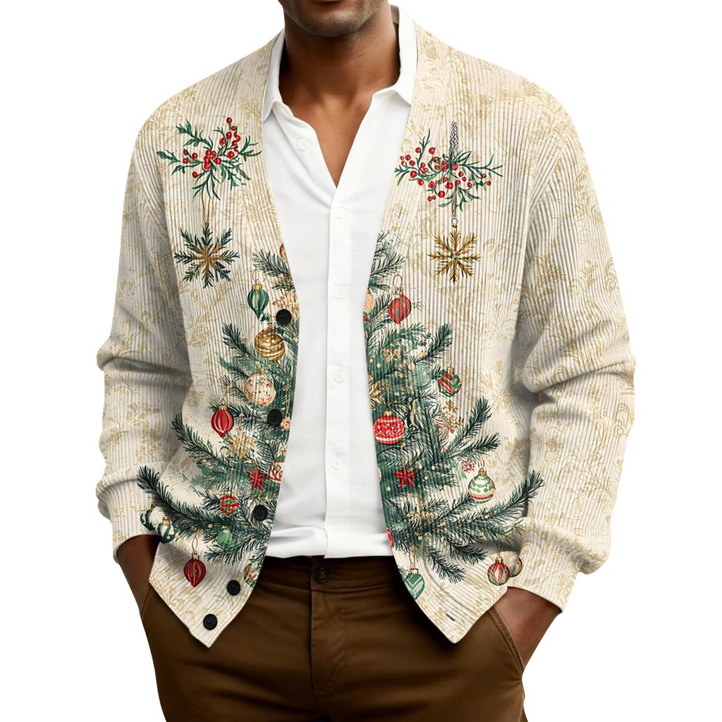 Мужской кардиган с длинным рукавом, рубчатой вязки