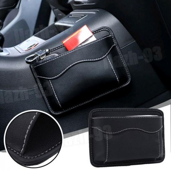 Car Interior Accessories Storage Bag Pocket Black PU Leather Bag Organizer Bag