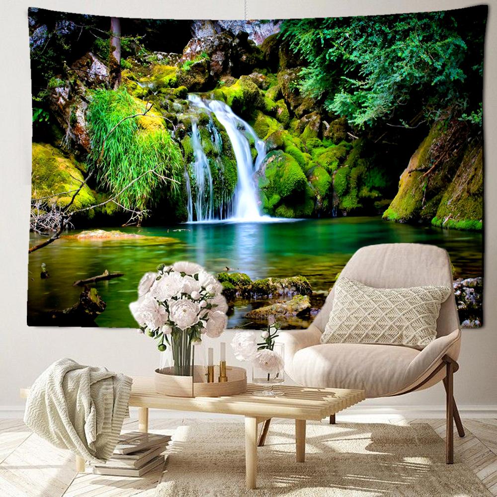 Рок-водопад, гобелен, настенный натуральный художественный пейзаж, богемный минималистичный современный стиль, домашний декор для гостиной