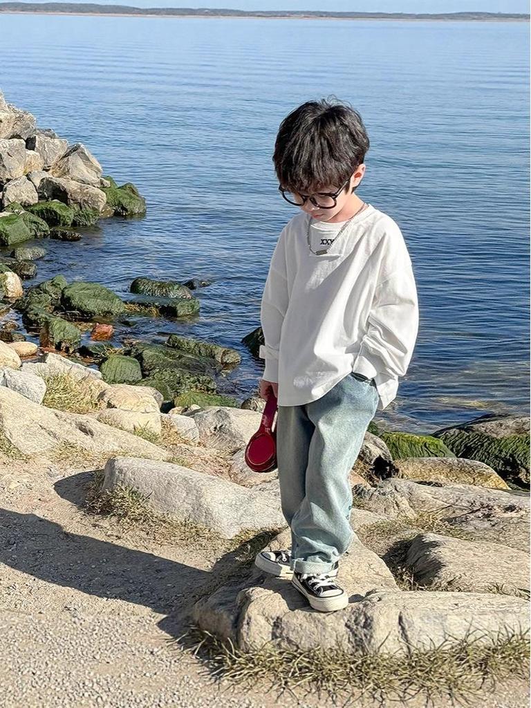 2025 Spring & Autumn Boys' Long-Sleeve Cotton T-Shirt
