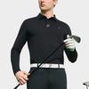 Fila Серия Гольф Однотонное Лого Пуловер С Длинным Рукавом Поло Мужские топы Глубокий Черный A11M315204F-BK
