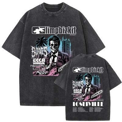 Винтажная футболка с графикой Limp Bizkit, мужская/женская, хип-хоп, повседневная, оверсайз, с коротким рукавом, унисекс, уличная одежда#Цвет(8)