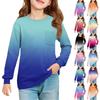 Girls' Long Sleeve Blouse - Round Neck Soft Waist Tunic