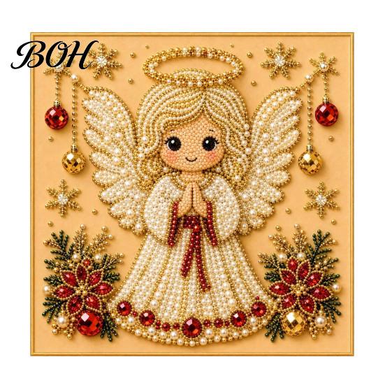 Christmas Gift for Craft Lovers Xmas Faux Pearl Painting Kit, 3D Art DIY Winter Scene Set Holiday Project Adults, Festive Home Wall Decor Projects