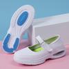 Fashion Leather Air Cushion Nurse Shoes Breathable Women Ladies Thick Soled Shoes Non-Slip White Medical Shoes One-Step Flat
