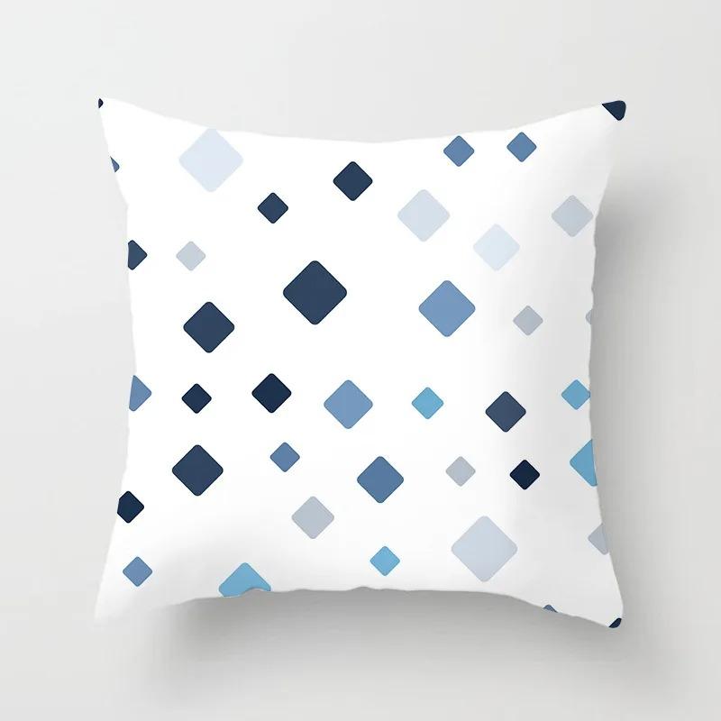Office Living Room Home Pillowcase Geometric Black and Blue Pattern Printed Pillowcase Car Ornaments
